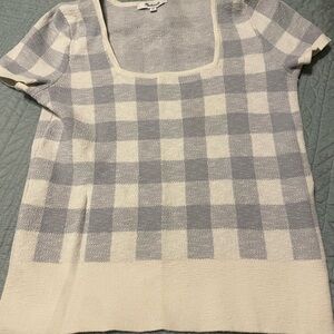 Madewell Blue and White Checkered Top